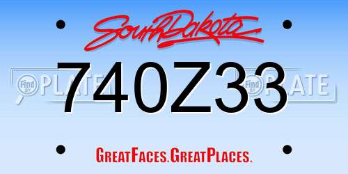 740Z33 South Dakota License Plate