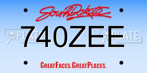 740ZEE South Dakota License Plate