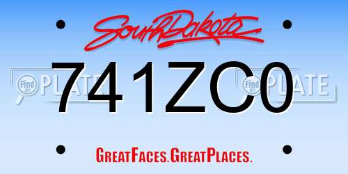 741ZC0 South Dakota License Plate