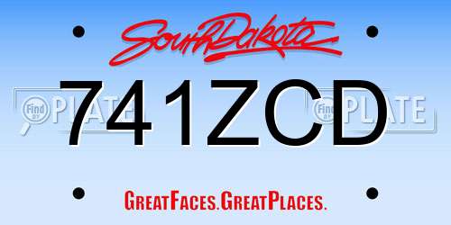741ZCD South Dakota License Plate