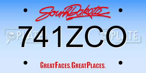 741ZCO South Dakota License Plate