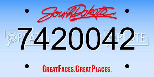 7420042 South Dakota License Plate