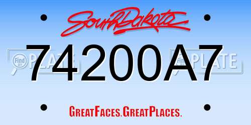 74200A7 South Dakota License Plate