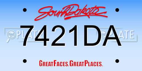 7421DA South Dakota License Plate