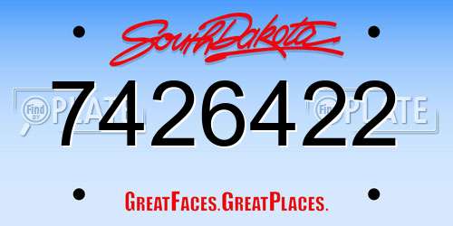 7426422 South Dakota License Plate
