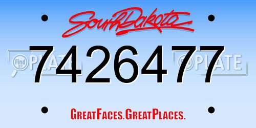 7426477 South Dakota License Plate