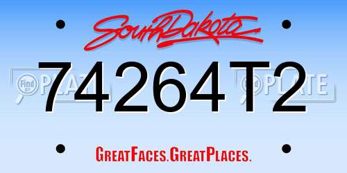 74264T2 South Dakota License Plate