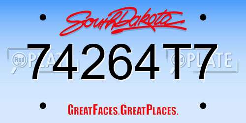 74264T7 South Dakota License Plate