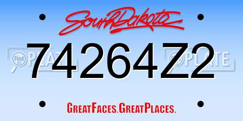 74264Z2 South Dakota License Plate