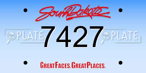 7427 South Dakota License Plate