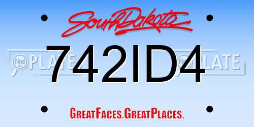 742ID4 South Dakota License Plate