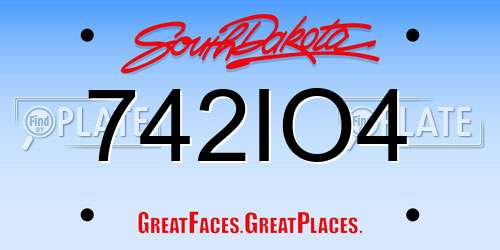742IO4 South Dakota License Plate