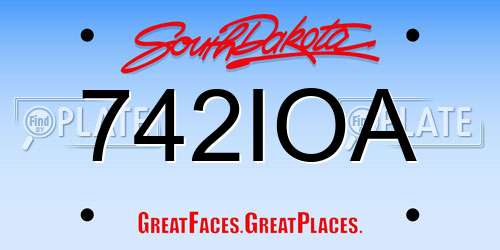 742IOA South Dakota License Plate