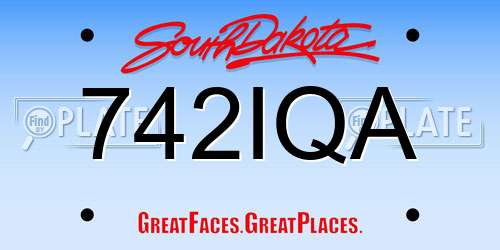 742IQA South Dakota License Plate