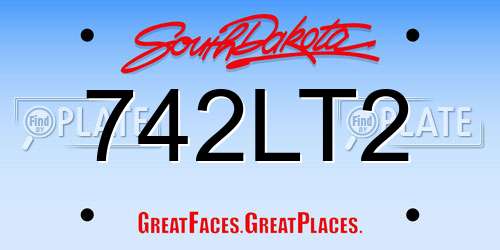 742LT2 South Dakota License Plate
