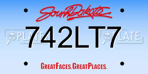 742LT7 South Dakota License Plate