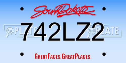 742LZ2 South Dakota License Plate
