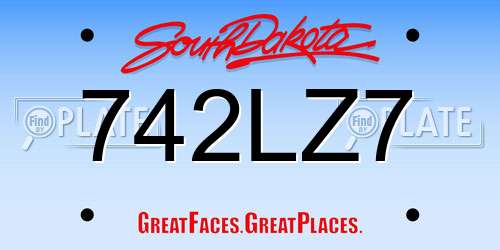 742LZ7 South Dakota License Plate