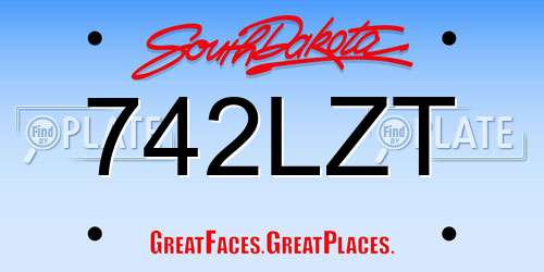 742LZT South Dakota License Plate