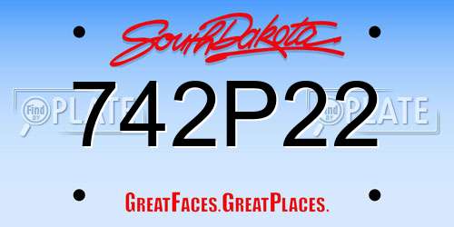 742P22 South Dakota License Plate