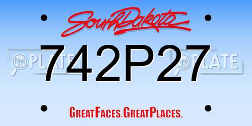 742P27 South Dakota License Plate