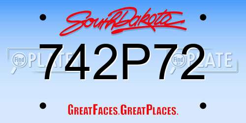 742P72 South Dakota License Plate