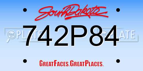 742P84 South Dakota License Plate