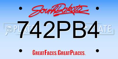 742PB4 South Dakota License Plate