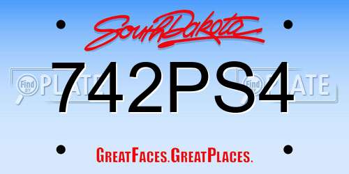 742PS4 South Dakota License Plate