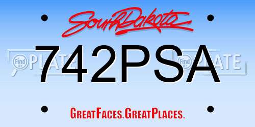 742PSA South Dakota License Plate