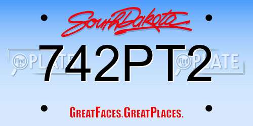 742PT2 South Dakota License Plate