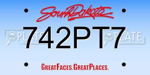 742PT7 South Dakota License Plate