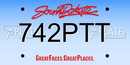 742PTT South Dakota License Plate