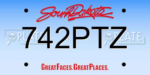 742PTZ South Dakota License Plate