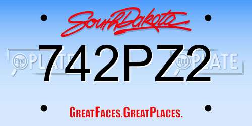 742PZ2 South Dakota License Plate