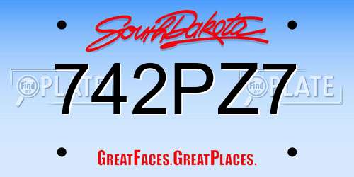 742PZ7 South Dakota License Plate