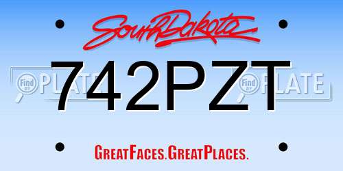 742PZT South Dakota License Plate