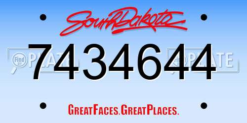 7434644 South Dakota License Plate