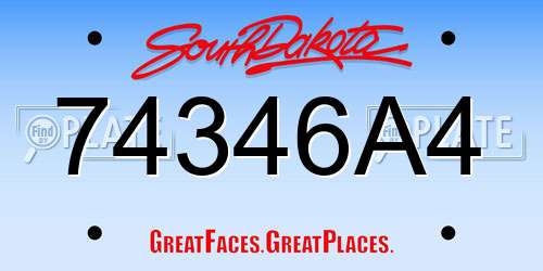 74346A4 South Dakota License Plate