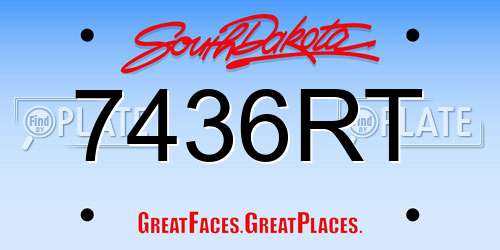 7436RT South Dakota License Plate