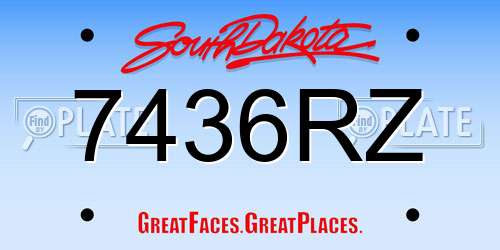 7436RZ South Dakota License Plate