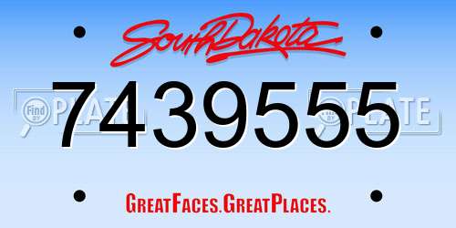 7439555 South Dakota License Plate