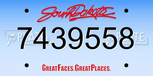 7439558 South Dakota License Plate