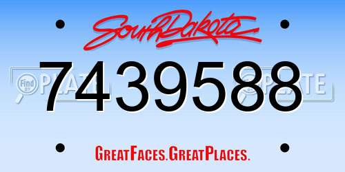 7439588 South Dakota License Plate