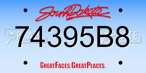 74395B8 South Dakota License Plate
