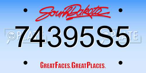 74395S5 South Dakota License Plate