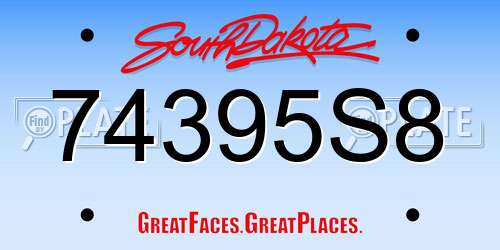 74395S8 South Dakota License Plate