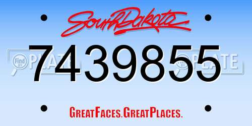 7439855 South Dakota License Plate