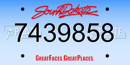 7439858 South Dakota License Plate