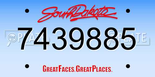 7439885 South Dakota License Plate